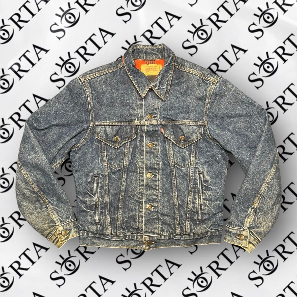 VTG 80s Levi's Flannel Lined Denim Trucker Jacket 70411-0816 Size 40 Faded USA